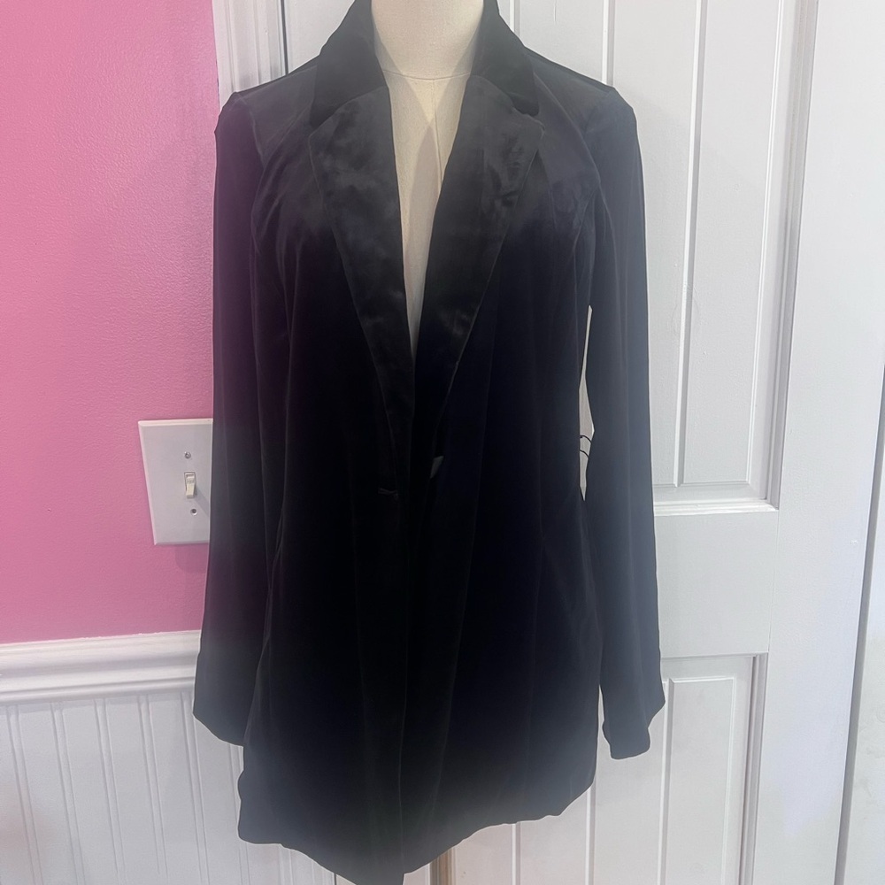 J Jill Black Velvet Women's Blazer Jacket Size Small NEW - Picture 3 of 5